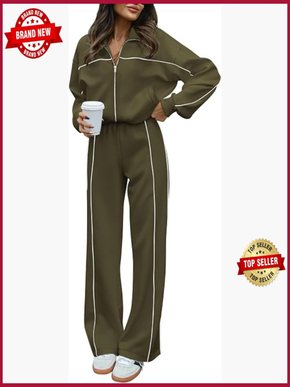 Women's 2 Piece Tracksuit Set Zip Up Hoodie Jogger Sweatshirt Pants Lounge